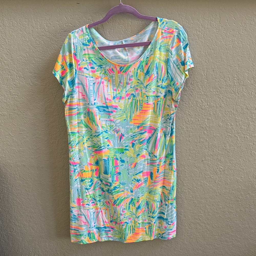 Lilly Pulitzer Multicolor Pastel Abstract Shift Dress (Mint, Neon Pink, Yellow)